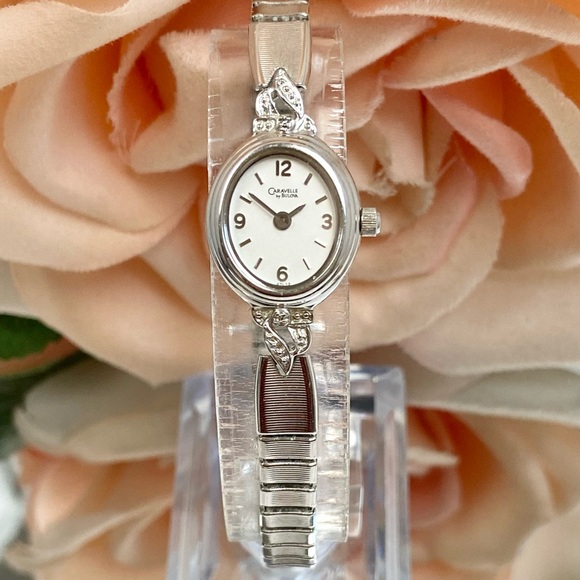 2004 Caravelle by Bulova Diamond Accented Dainty Watch with Stretch Band - Picture 1 of 13